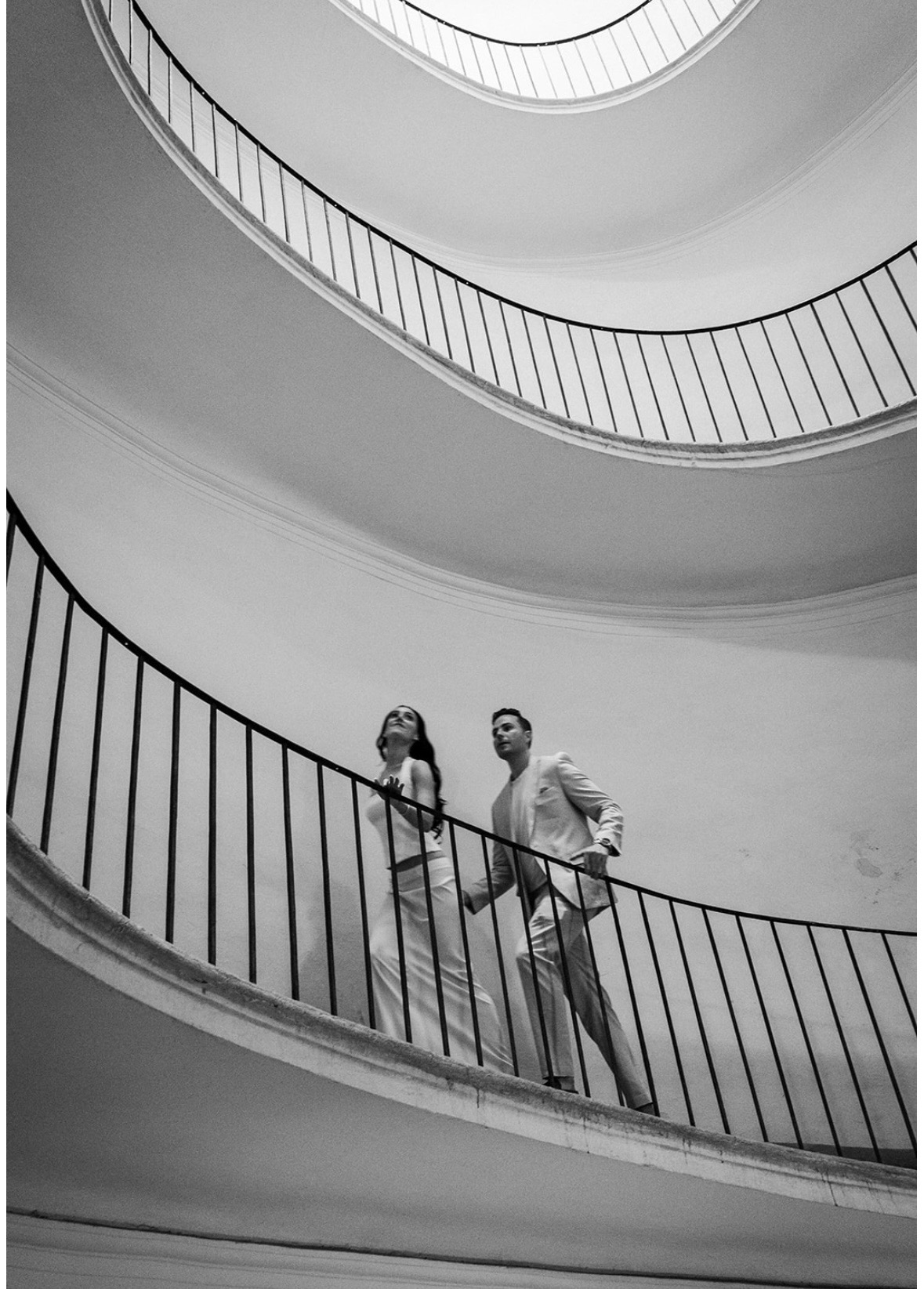Black and white stairs portrait